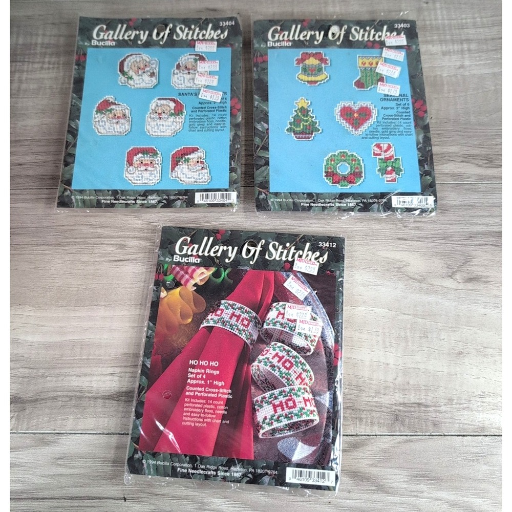 Lot Of 3  Bucilla Gallery Of Stitches  #33404 #33403 # 33412 ( NEW SEALED )